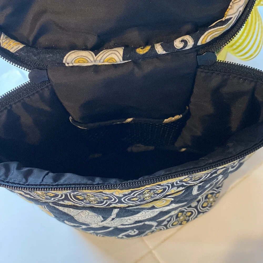 Vera Bradley small insulated tote black/yellow used once. - Picture 3 of 6